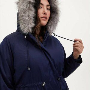 Torrid Plus size Navy Faux Fur Trim Hooded Parka